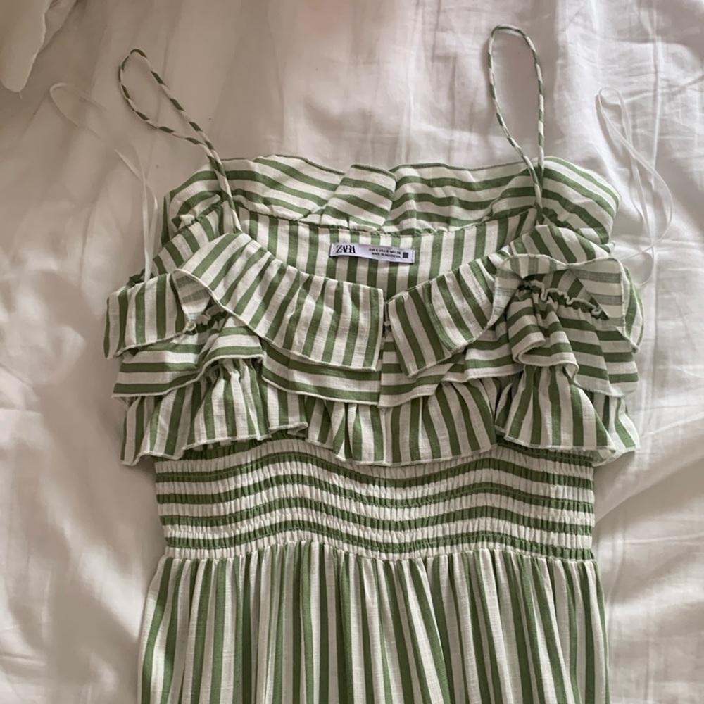 Zara green striped dress